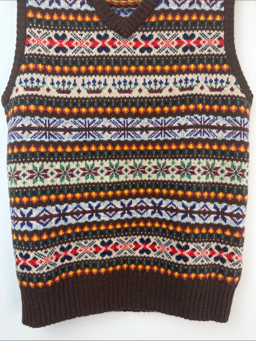 J. Crew Men’s Lambswool Fair Isle Sweater Vest Small Winter Layer Preppy Classic - Picture 5 of 16